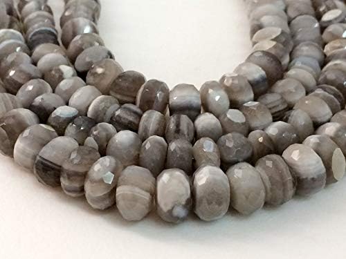 Boulder Opal Beads, Grey Boulder Opal Faceted Rondelle Beads, Boulder Opal Necklace, 7-10mm, 8 Inch, 36 Pcs