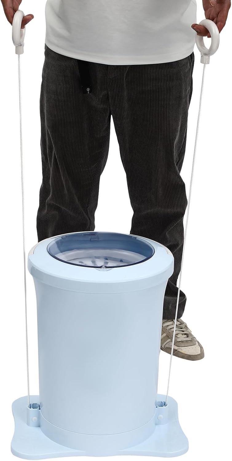 Mini Manual Clothes Dryer, 12L Spin Dryer Foot Powered Washing Machine with Drain Hose, Compact Washer Dehydrator for Apartments, Dorms, Laundry,Traveling, RV, Blue (Manual Non Electric)