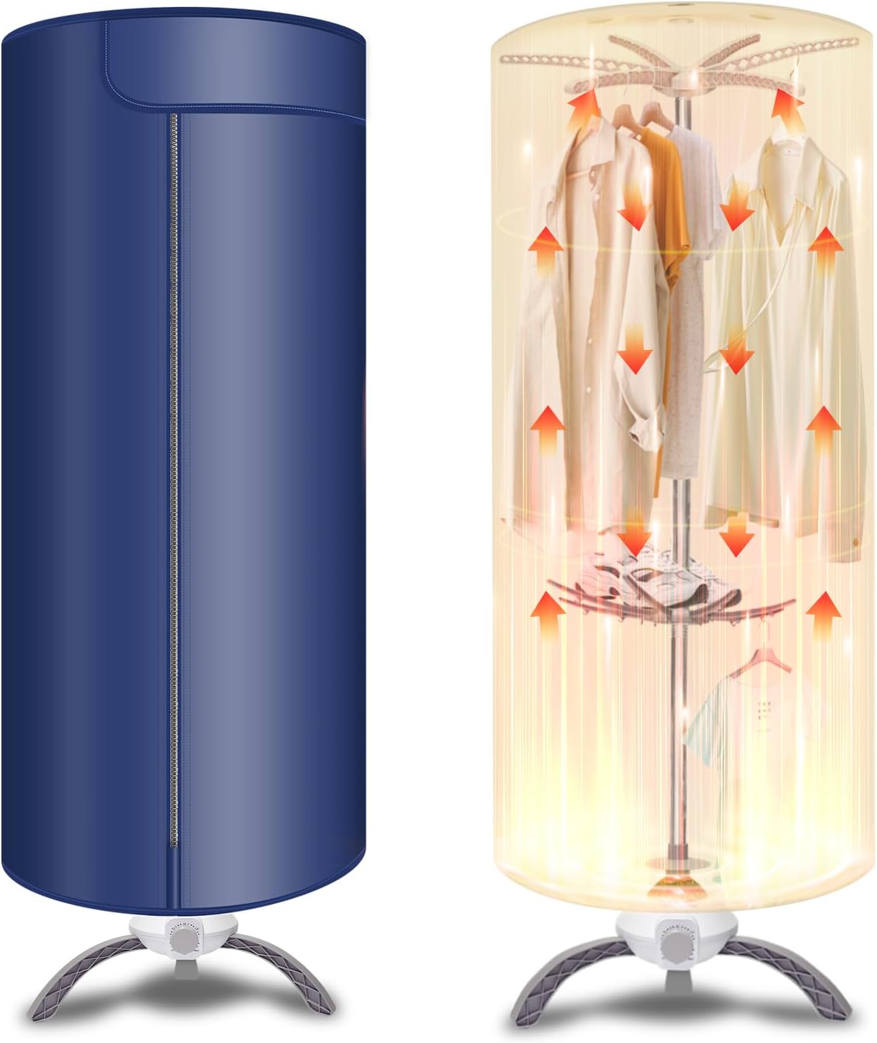 Portable Clothes Dryer, Mini Compact Clothes Dryer, Suitable for Apartments, Rvs, Travel, Homes - Small Quiet Fast-Drying Machine with Adjustable Timer & Middle Clothes Hanger