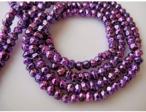 50 Strands Wholesale Pyrite Gem Stone, Micro Faceted Coated Rondelle Beads, 3.5mm Beads, 14 Inch Strand, Wholesale Beads