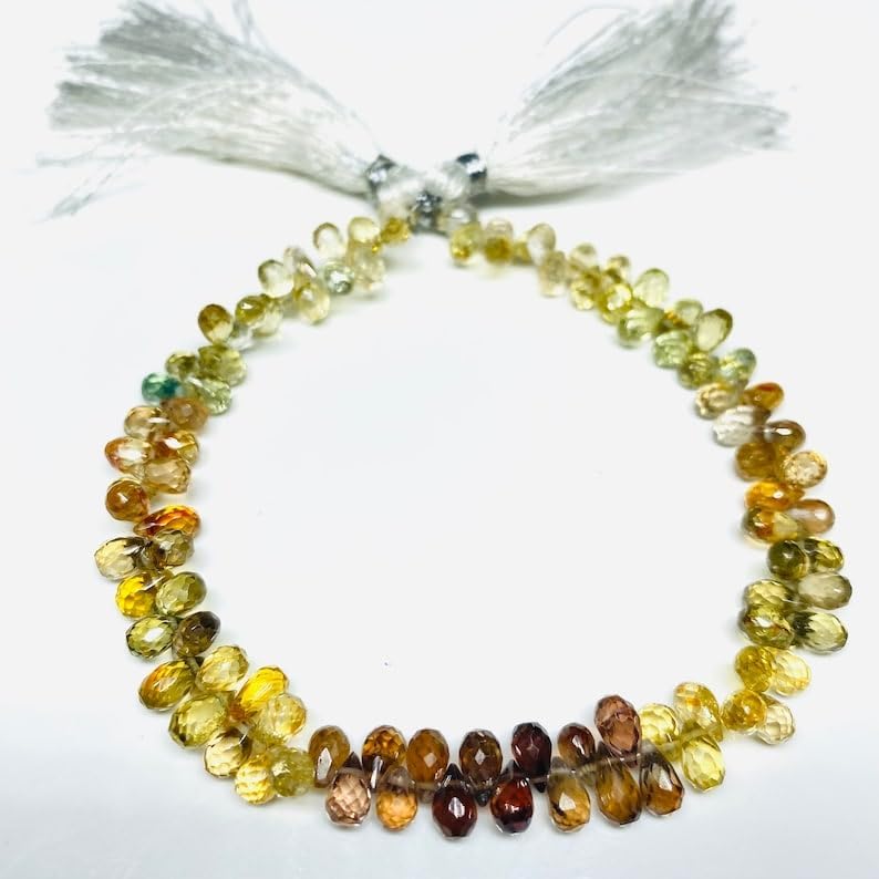 Natural Zercon Drop Smooth Beads 4 mm 8 inch Long String Jewelry Making Gemstone Beads for Necklace Bracelet