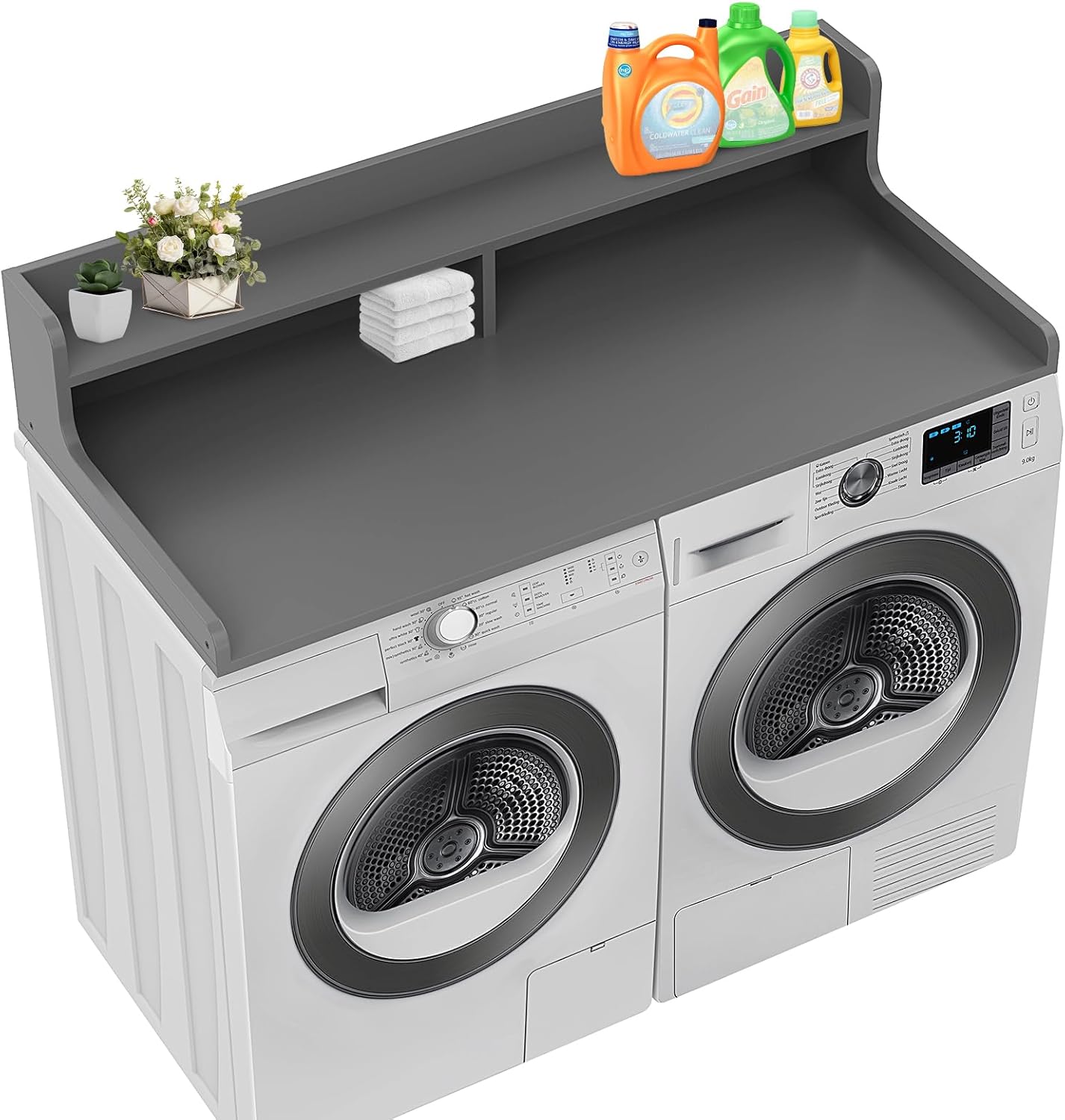 Washer Dryer Countertop with 2-Tier Shelf, 54