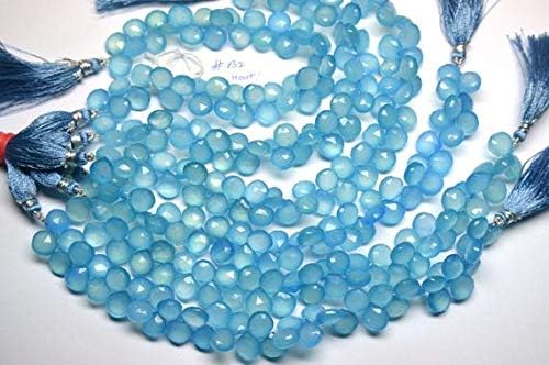 2 Strands Combo 8 Inch-10-12mm Natural Deep Sky Chalceny Faceted Heart Briolette Beads Strand Code-HIGH-59223
