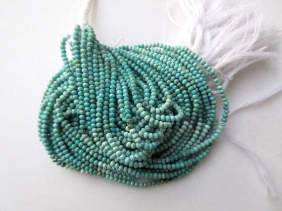 Natural Sleeping Beauty Arizona Turquoise Faceted Rondelle Beads, 2mm Faceted Arizona Turquoise Beads, 13 Inch Strand