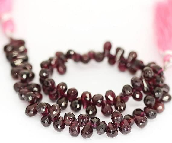 Beads Gemstone Rholite Red Garnet Faceted Tear Drop Briolette Gemstone Craft Loose Beads Strand 10 Inch Long 5mm 6mm Code-HIGH-27516