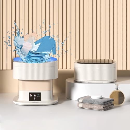 Portable Mini Washing Machine, 18L Foldable Washer for Travel, Deep Clean Baby Clothes & Underwear, Compact Laundry Solution for Apartments, Dorms, Camping (Purple)