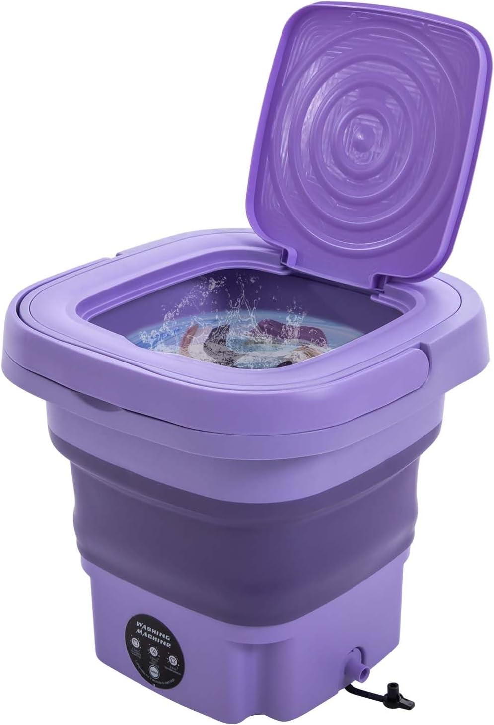 Foldable Washing Machine, Portable Washer, Semi-Automatic Washing Machine with Drainage Basket, 3 Cleaning Modes Washer with Handle, Mini Collapsible Laundry for Rvs Dormitory (Pruple)