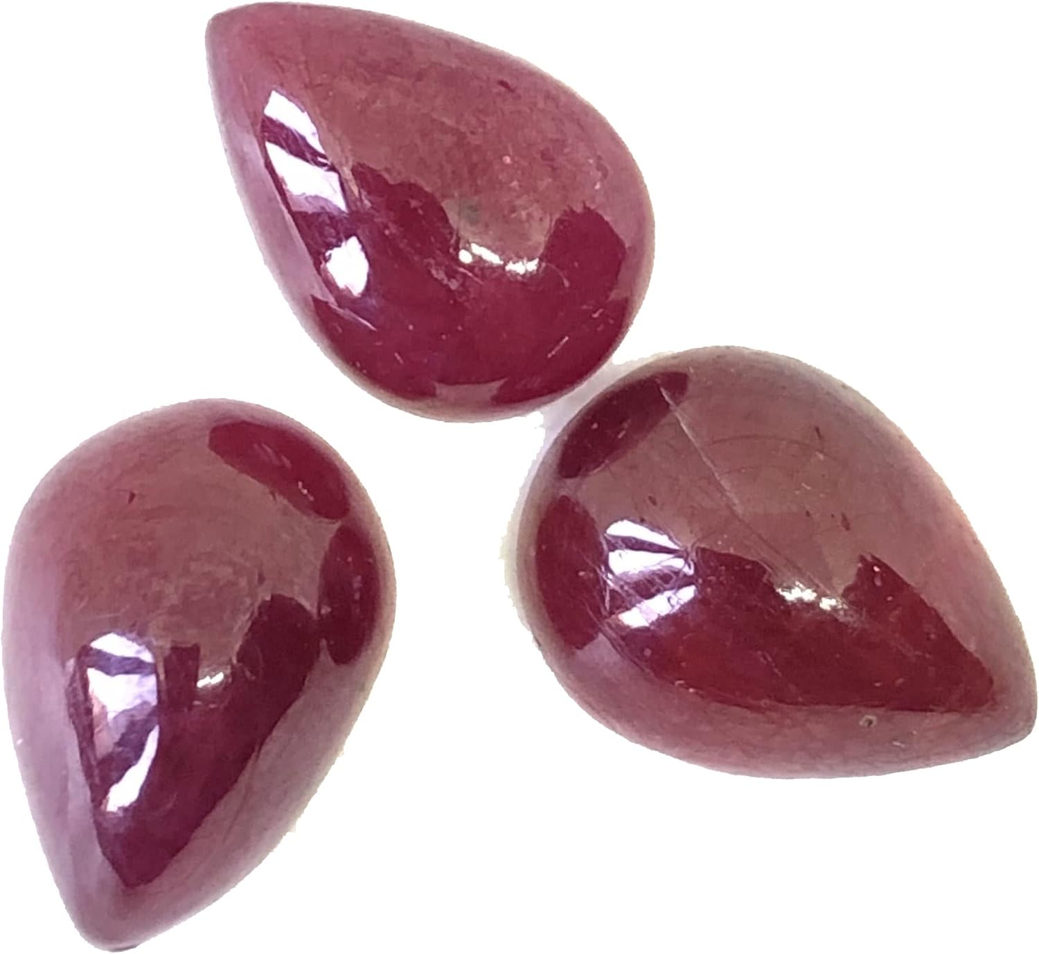 25.85 Ct Deep Red Ruby Pear Shape Cabochon Size 13 To 14.50 mm Valuable 3 Pieces Lot Loose Gemstone Best For Making Ring, Earring, Pendant, Necklace Jewelry