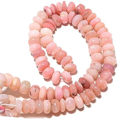 Peruvian Pink Opal Beads, Pink Opal Rondelle Beads, Opal Rondelles, 9mm Each, 16 Inch Strand