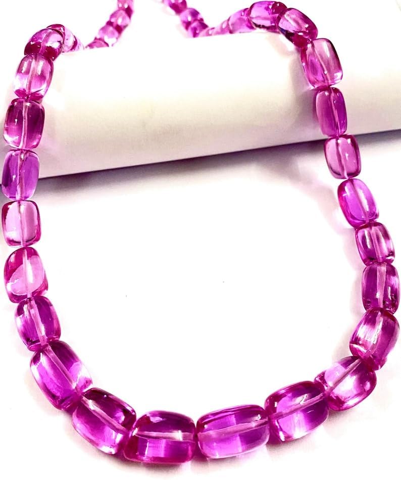 Natural Pink Sapphire Nuggets Smooth Beads 8-10 MM 20 inch Long String Jewelry Making Gemstone Beads for Necklace Bracelet