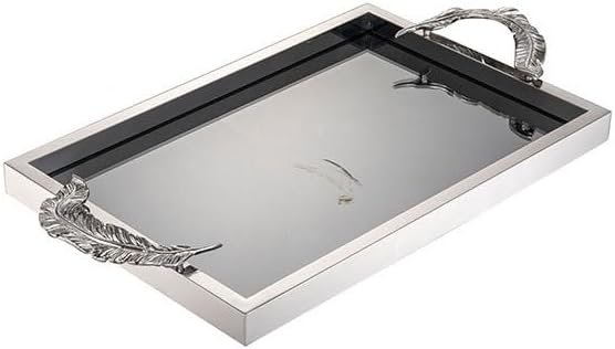 Cafeteria Tray Stainless Steel Mirror Tray Living Room Decoration Rectangular Light Luxury Tea Cup Red Wine Glass Storage Tray Serving Trays