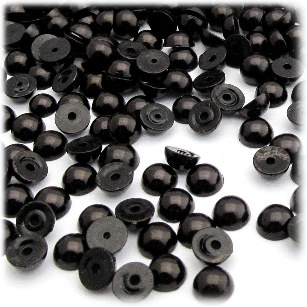 The Crafts Outlet 10,000pc Pearl Finish Half Dome Beads, Round, 7mm, Pitch Black