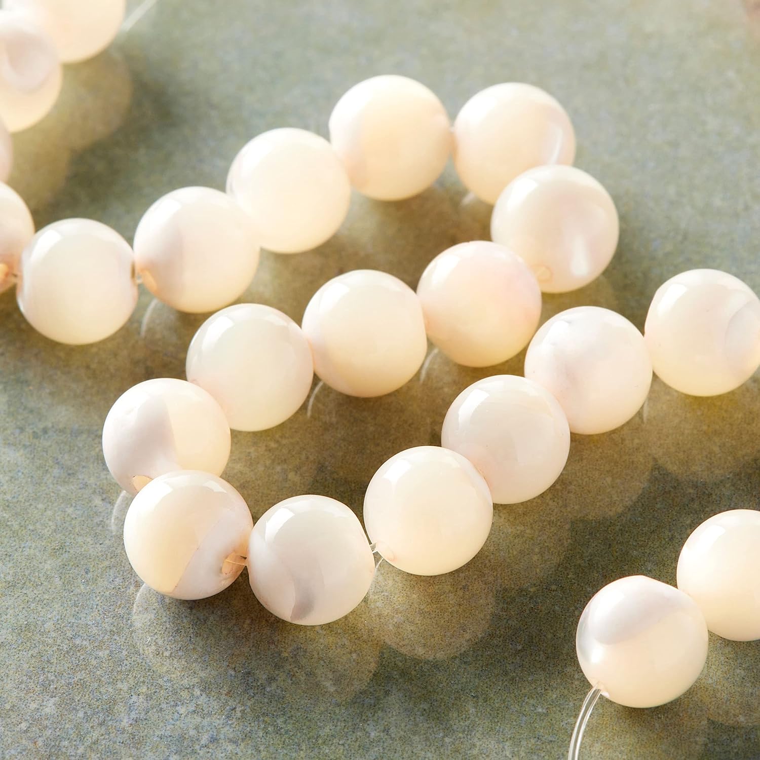 Bead Landing 7mm Light Pink Mother of Pearl Round Beads, 12 Pack