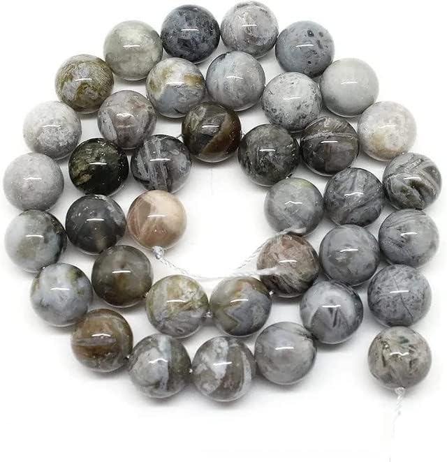 1 Strand Natural Bamboo Agate Stone Beads /8mm Round Loose Beads for Jewelry Making DIY Charm Bracelets, Necklace 15inches CHIK-STNRD-20858