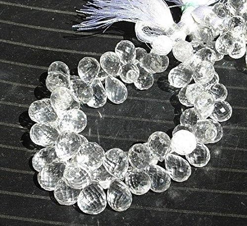 13 inch natural beads strand of 11x8-12x9mm faceted teardrop crystal quartz gemstone briolletes beads for DIY jewelry - necklace, bracelet, earring, ring.