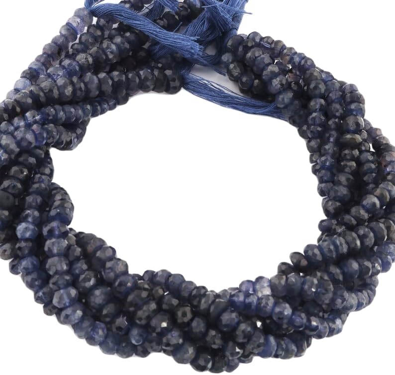 13 inch Strand of Natural gem Iolite, 4mm Rondelle Faceted Beads for DIY Jewelry Making. | Beads_04847