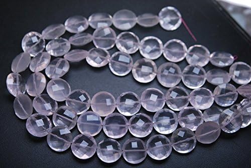 13 inch natural beads strand of 12mm faceted coin rose quartz gemstone briolletes beads for DIY jewelry - necklace, bracelet, earring, ring.
