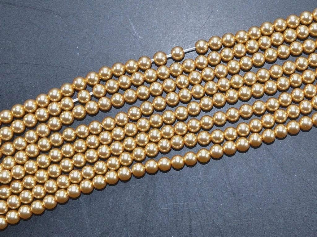 The Design Cart 4MM Preciosa Golden Glass Pearl Beads for Jewelry Making, Beading, Art and Craft Embellishments (500 Pieces)