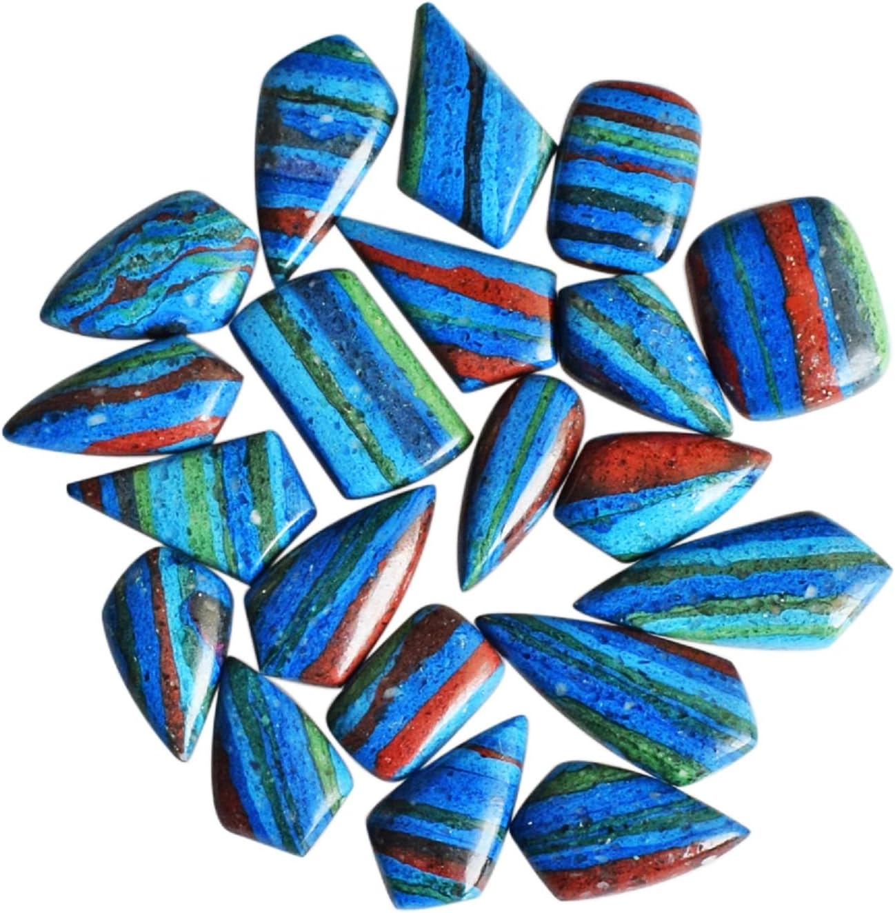 SilverO Rainbow Calsilica Marquise 64 CTW Cabochon Size 20 Pieces Lot Jewelry Making