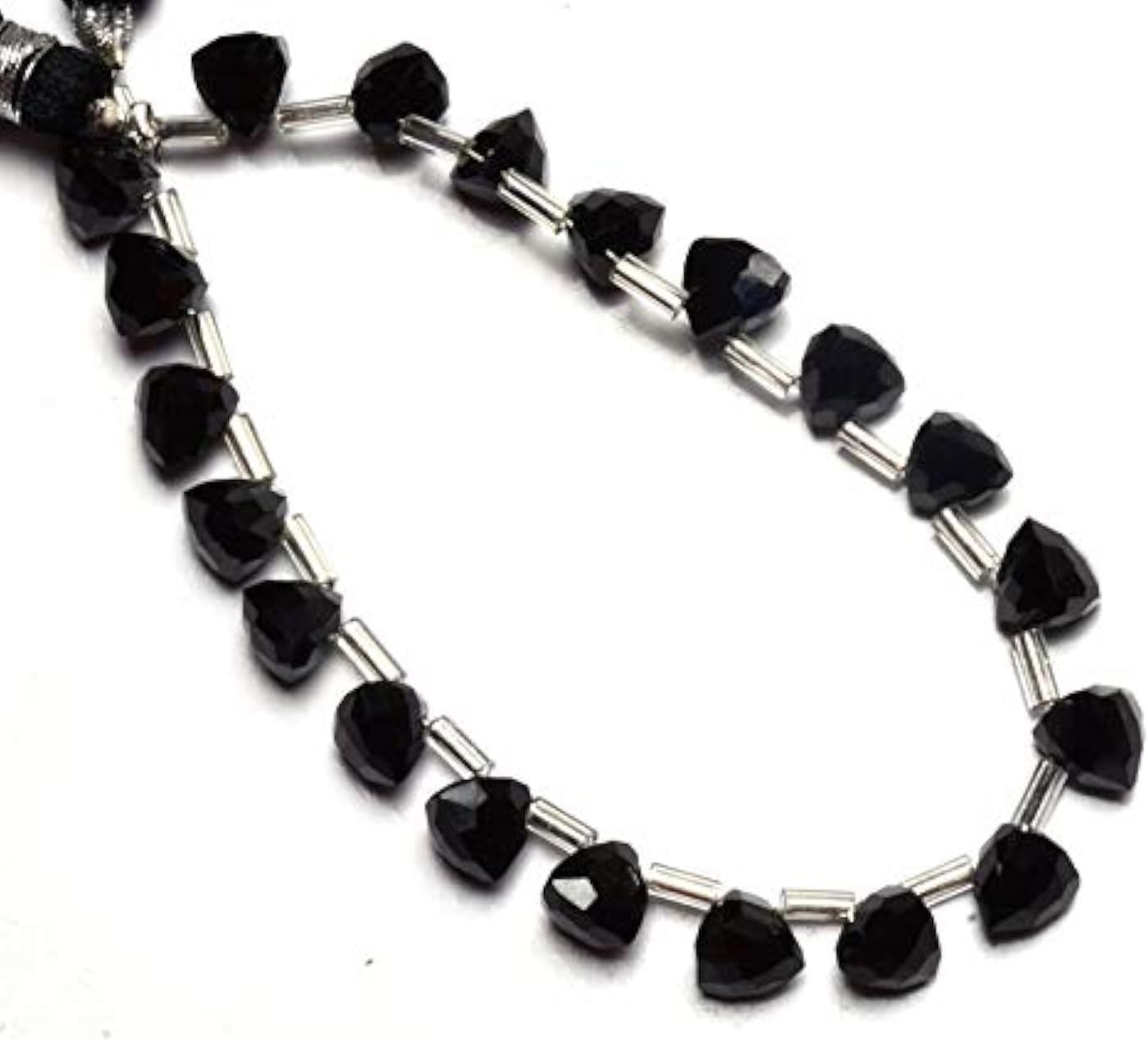 GEMZ 13 inch Strand of Natural Black Spinel Trillion Shape Faceted Cut Black Color briollete Beads for DIY Jewelry Making- Earring Necklace Bracelet.