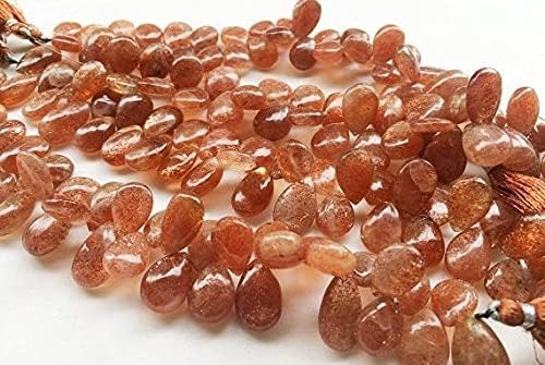 BEADS GEMSTONE 1 Strand Natural Sunstone Pear Briolettes, Sunstone Necklace, Oregon Sunstone, 9x14-10x16mm 8 Inch Long Long Code-HIGH-19293