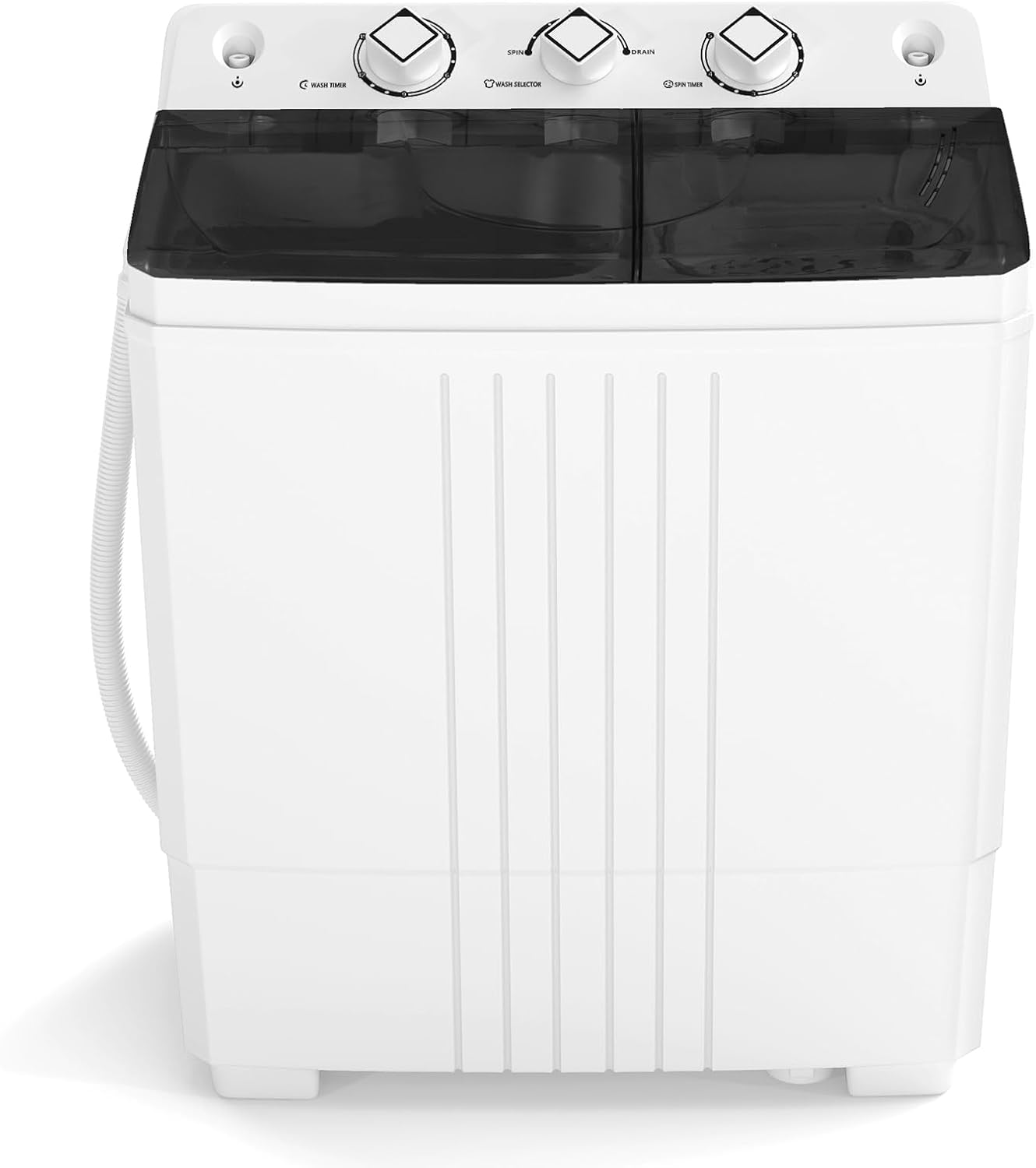 COSTWAY Portable Washing Machine, Twin Tub 20Lbs Capacity, Compact Laundry Washer(12Lbs) and Spinner(8Lbs), Durable Design for Apartment Dorm RV, Black+White