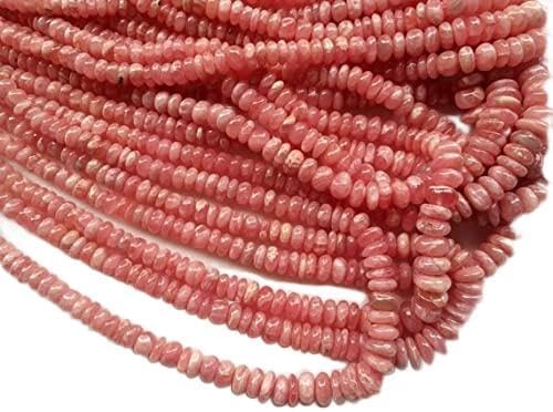 BEADS GEMSTONE 1 Strand Natural Rhochrosite Plain Rondelle Beads, Natural Rhochrosite Beads, 4.5-7.5mm, 16 Inch Code-HIGH-17364