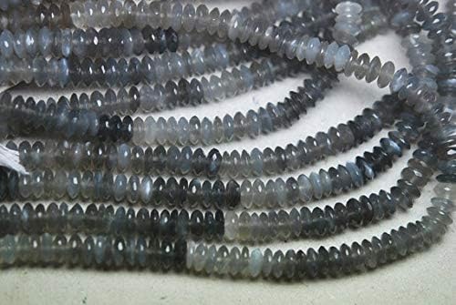 14 Inch Strands, Super Finest Natural Grey Moonstone Faceted German Cutting Rondelles 7mm Code-HIGH-57484