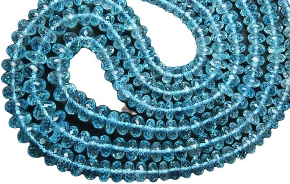 13 inch Strand of Natural gem Blue Topaz, 10-5mm rondelle Faceted Beads for DIY Jewelry Making. | Beads_01998