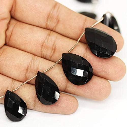 1 strand black spinel pear drop faceted 9'' long strand gemstone beads, jewelry supplies for jewelry making, bulk beads, for meditation jewellery gemstone 19mm to 24mm