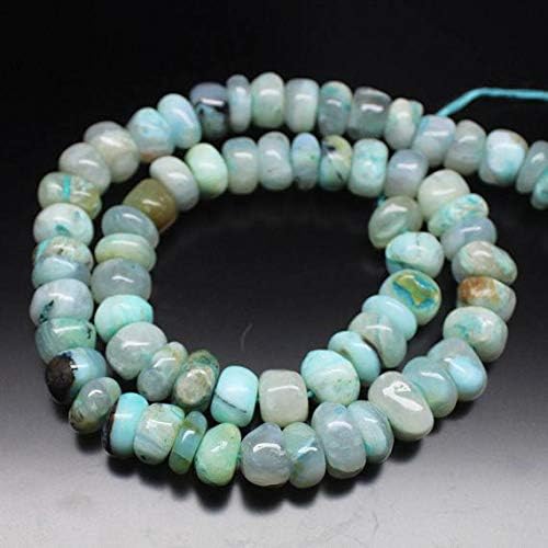 2 Strand Natural Peruvian Blue Opal Smooth Gemstone Rondelle Gemstone Loose Craft Beads 7 Inch Long 8mm 9mm Code-HIGH-783