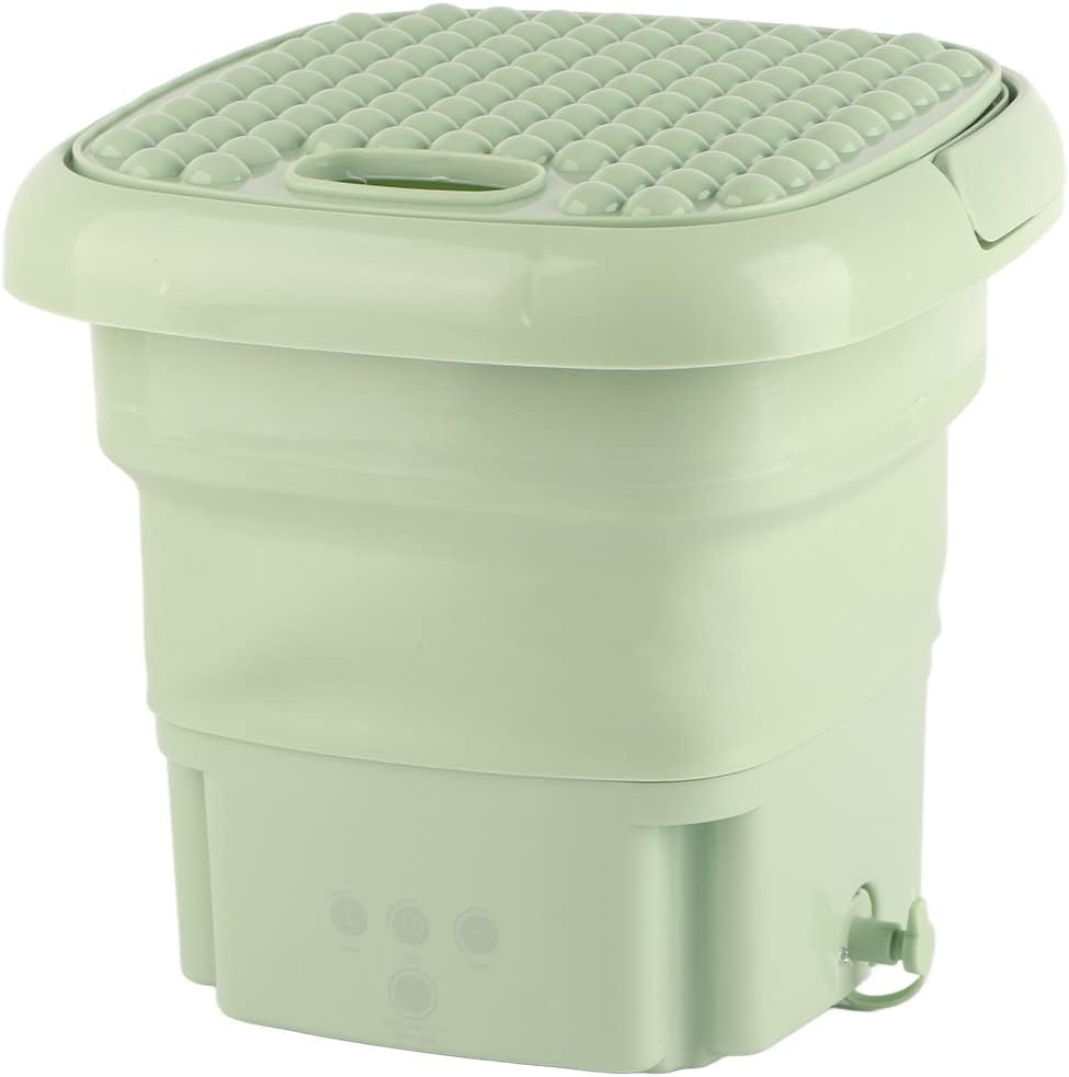 AYNEFY Portable Folding Washing Machine, 3 Modes Deep Washer for Home and Travel, TPE, PP, 10.2 x 8.1 x 8.1in (Green)