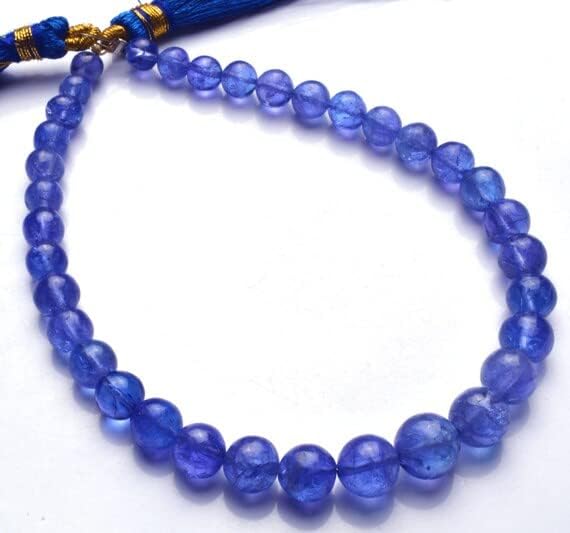 1 Strand Natural 7.5 Inch Strand Super Finest, Super Rare,Tanzanite Smooth Round Balls Briolettes 4.5 to 7 MM