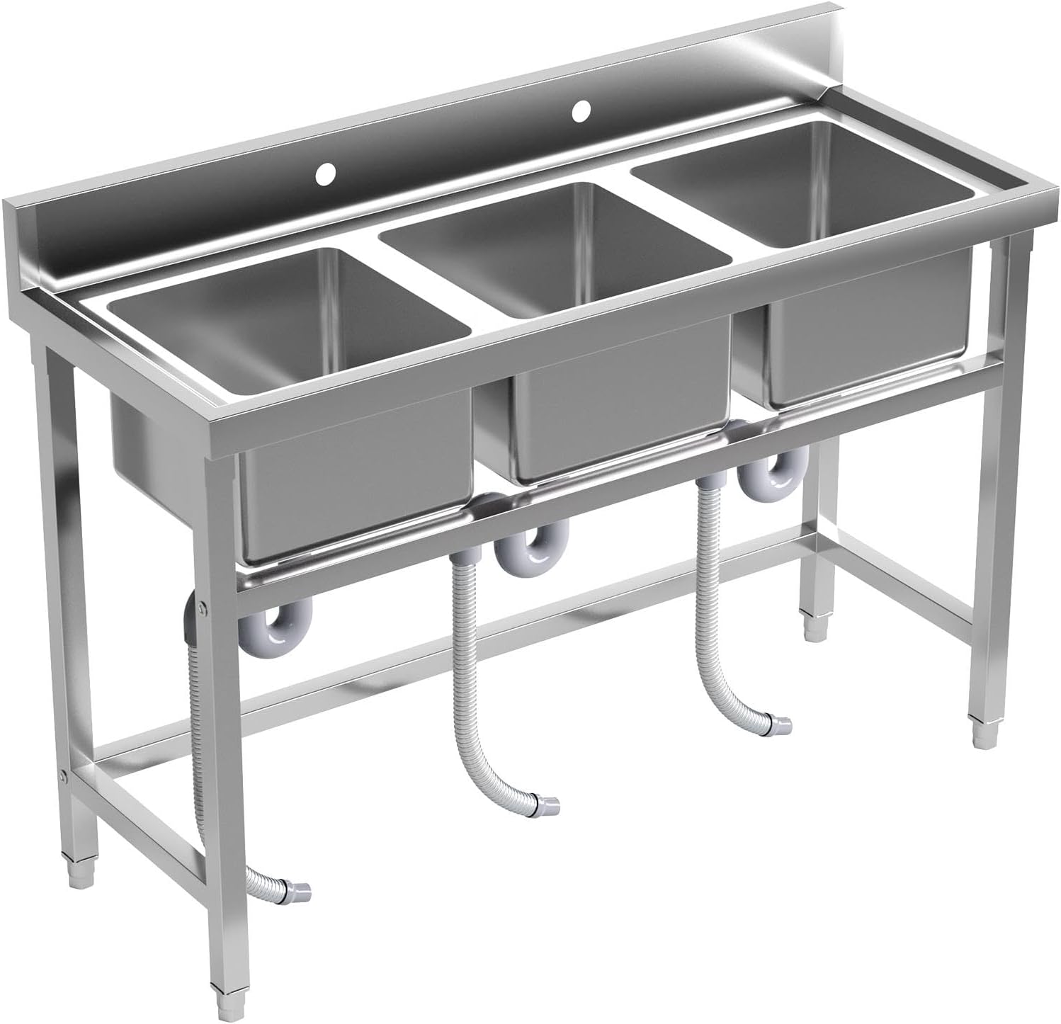 Utility Sink, Freestanding Kitchen Sinks, Utility Sink with 3-Compartment, 51