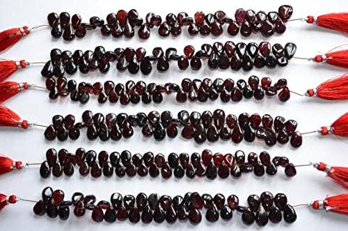 7 Inch 7x9-9x14mm Natural Pyrope Red Garnet Smooth Pear Shape Briolette Beads Strand Code-HIGH-59621