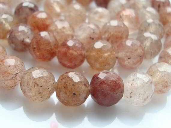 Red Shaded Rutilated Quartz Faceted Round Beads, 8 mm Disco Balls - 16