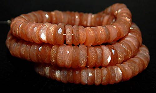 LOVEKUSH LKBEADS Sunstone Faceted Tyre Beads Wheel Shape 8.5x5.mm 9.5 Inch Long Inches Code-HIGH-72229