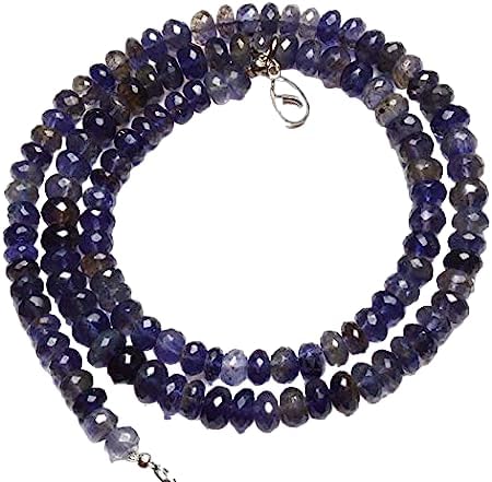 Hand_Crafted 16 Inch of Natural Iolite 7 mm rondelle Faceted Beads for Jewelry Making YO-NECK-18220