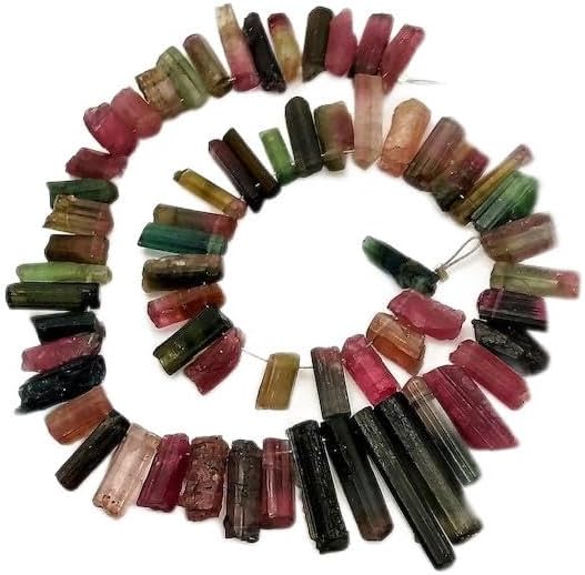 BEADS GEMSTONE Natural multi TOURMALINE rough,tourmaline sticks,Nice quality,3x9 mm to 4x20 mm Approx,10 Inch Long strand,110 ct. Approx[E0513] Tourmaline beads Code-HIGH-33266