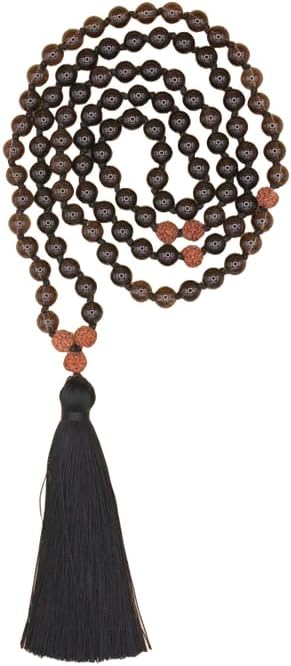 Natural Smoky Quartz, rudraksh 8mm 108 Mala Beads, Spiritual, Meditation Beads, Reiki, Japa Mala, Buddhist Prayer Beads, Yoga Bracelet, healing beads LKMALA-RRGU-3771