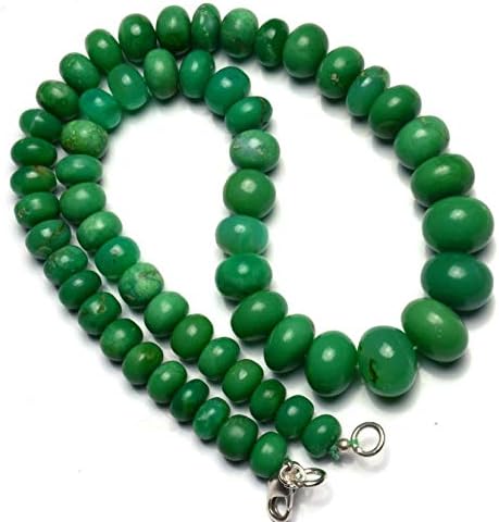 Natural Gem Chrysoprase Rare Big Size 8 to 14MM Smooth Rondelle Beads 16 Inch Full Strand Bright Green Color Super Quality Finished Necklace