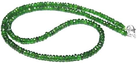 Natural Chrome Green Diopside Faceted Rondelle Micro Gemstone Craft Loose Beads Necklace 18 Inch Long 4.5mm Code-HIGH-26570