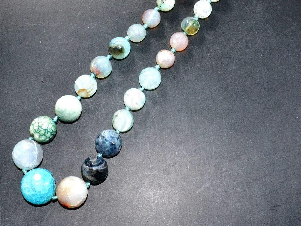 The Design Cart Turquoise Green Agate Stones for Bracelet Necklace Jewelry Making, Package of 5 Strings KAR-270619-018
