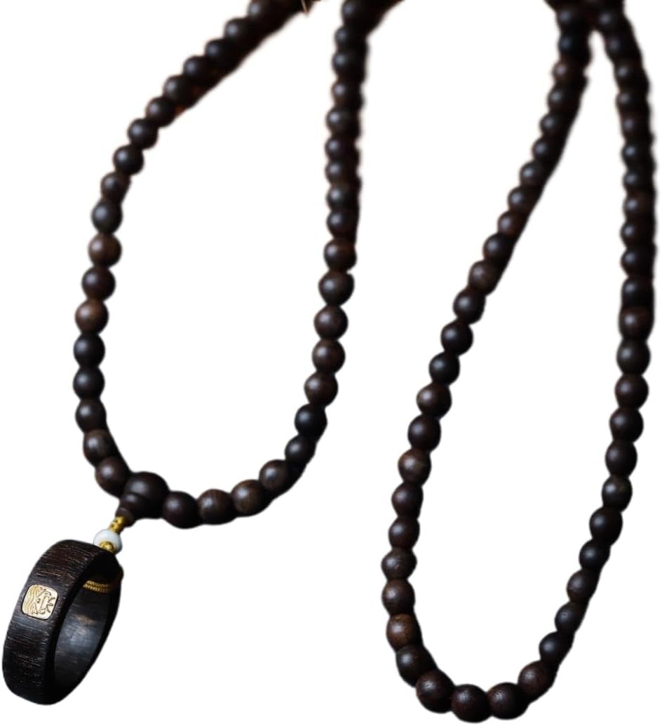 Vietnamese Nha Trang White Agarwood 8mm*108 Beads with Running Ring Inlay Bracelet Sink-Grade (6mm*108 Beads)