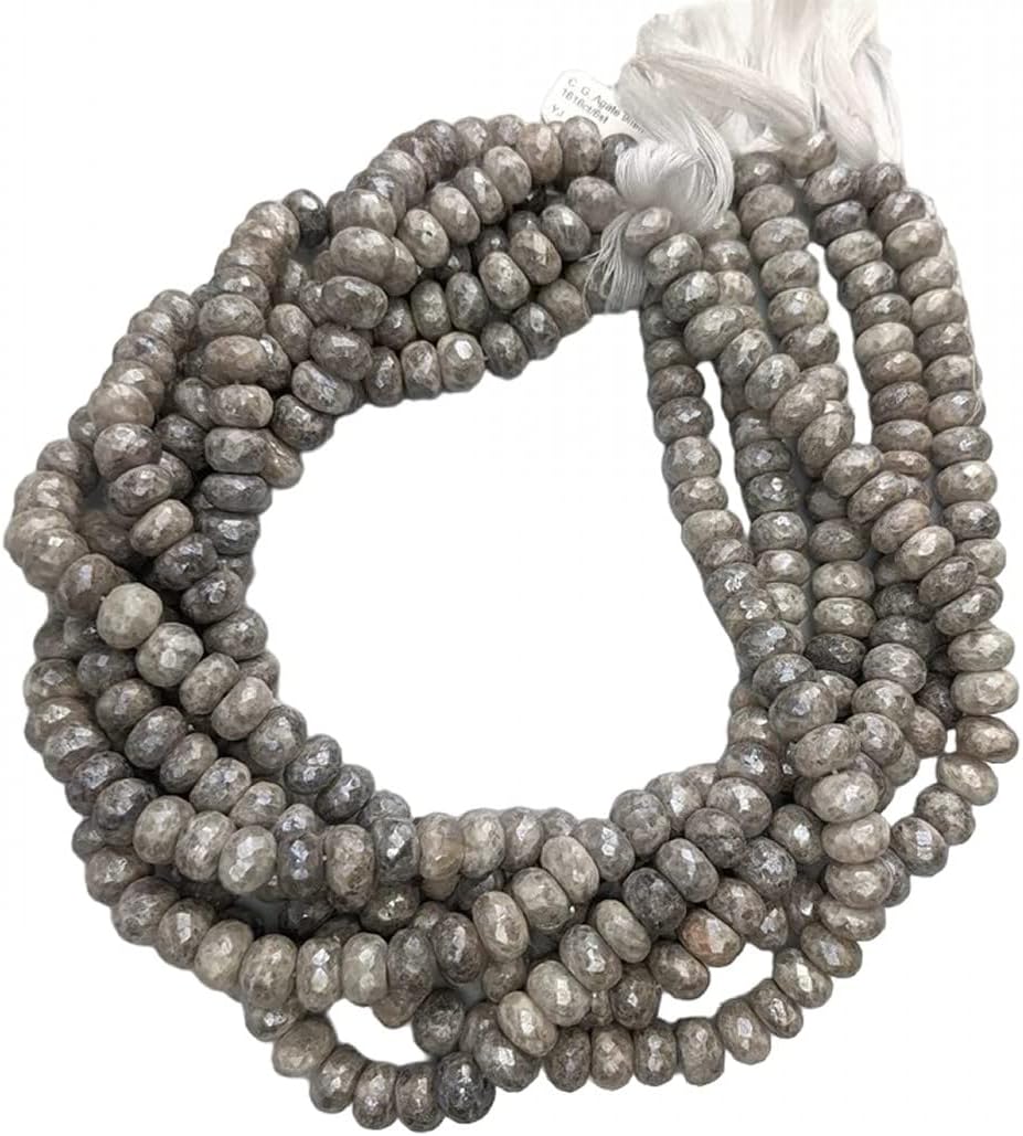 1 Strand Coated Gray Agate 9mm Faceted Rondelles 13