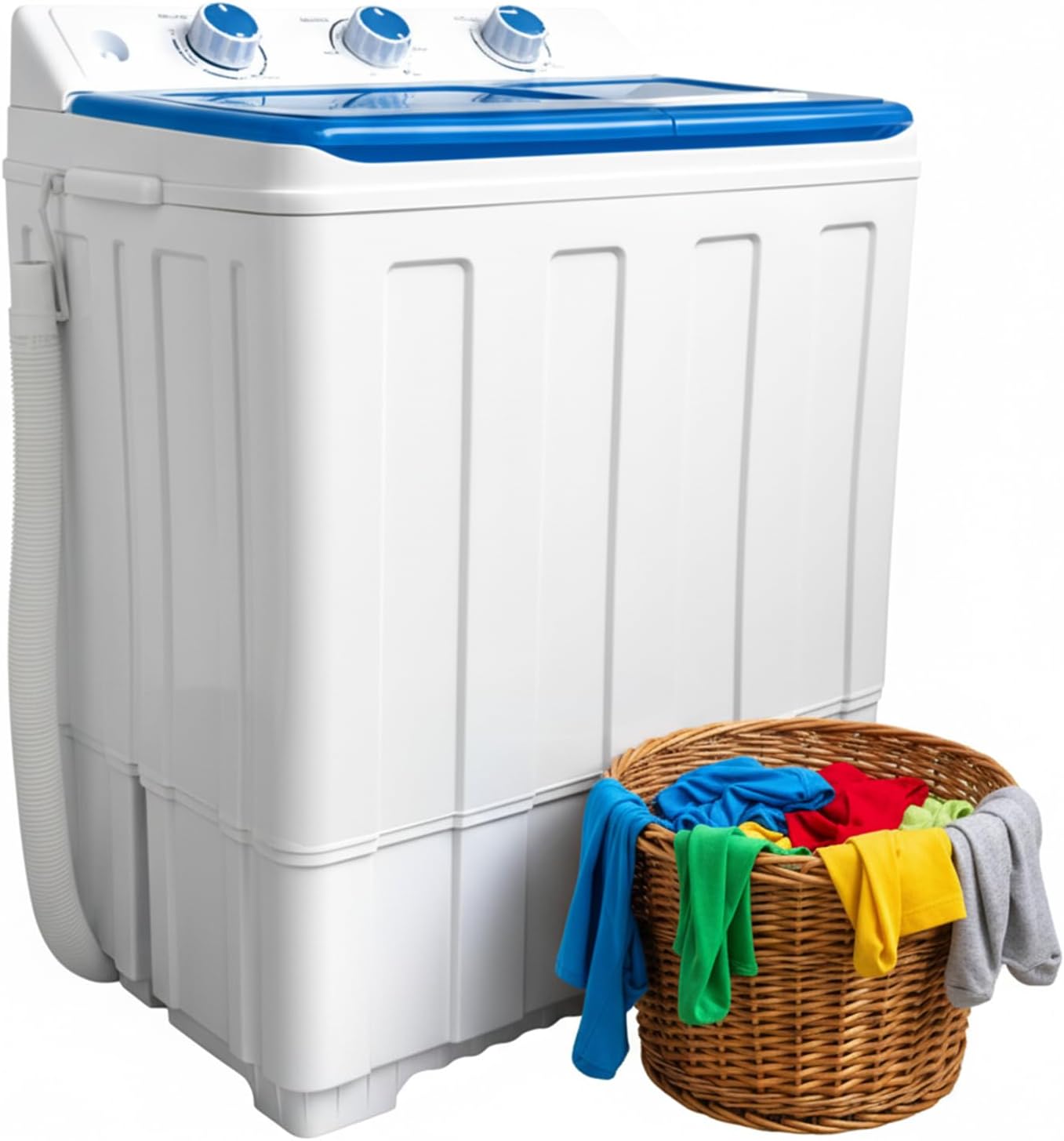 14 lbs Portable Dual Tub Washing Machine with 9.5 lbs Wash Capacity and 4.5 lbs Spin Capacity, Perfect for Small Spaces & Dorms, Blue