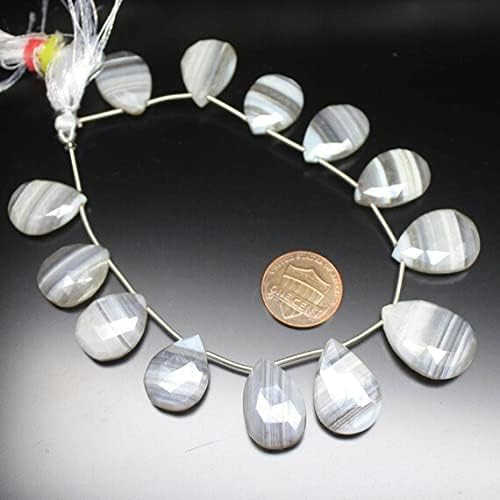 8 inch Strand of Natural Chalcedony 16mm pear Faceted briolette Beads for DIY Jewelry Making. |BRIO_01920