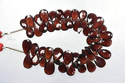 6 Inch 7x10-8x14mm Natural Red Garnet Faceted Pear Shape Briolette Beads Strand Code-HIGH-59114