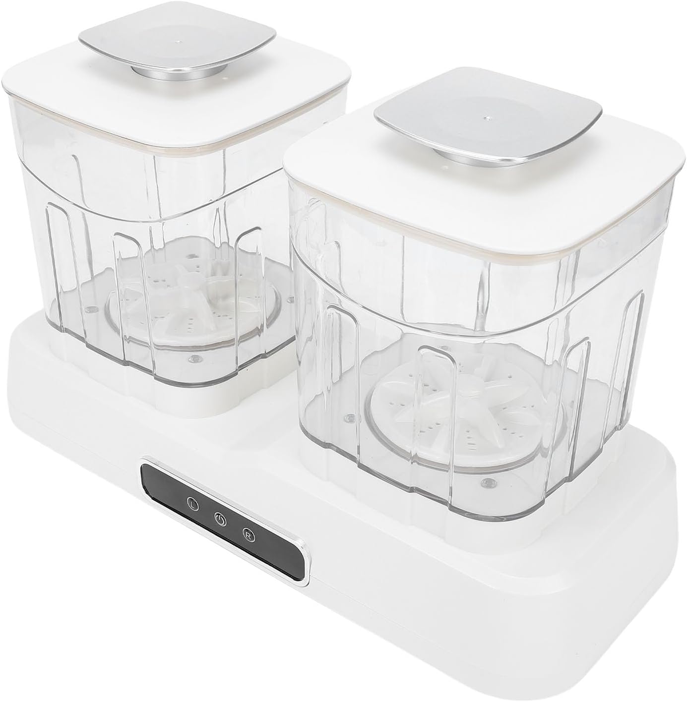 JTLB Underwear Washing Machine Double Cup Deep Portable Travel Mini Laundry Washer for Bra Socks Baby Clothes White