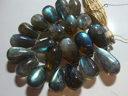 Flashing Blue Green Labrarite Smooth Teardrop Briolettes, 5 Inch Strand, 11-14mm Code-HIGH-62103